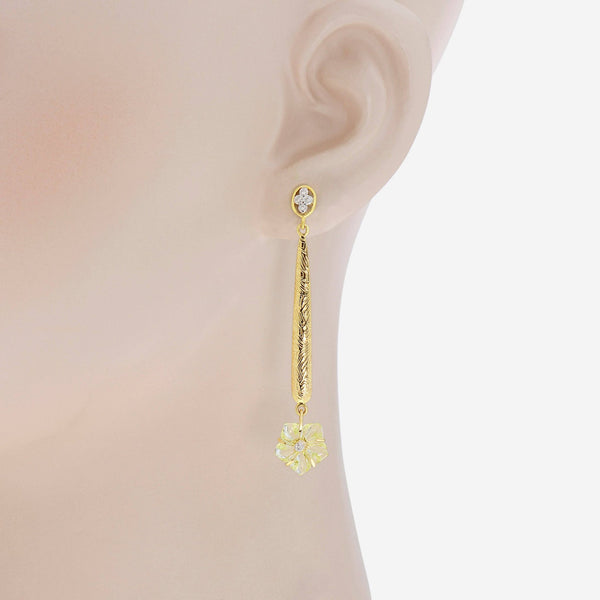 SuperOro 18K Yellow Gold, Diamond and Topaz Flower Drop Earrings 62206 - THE SOLIST - SuperOro