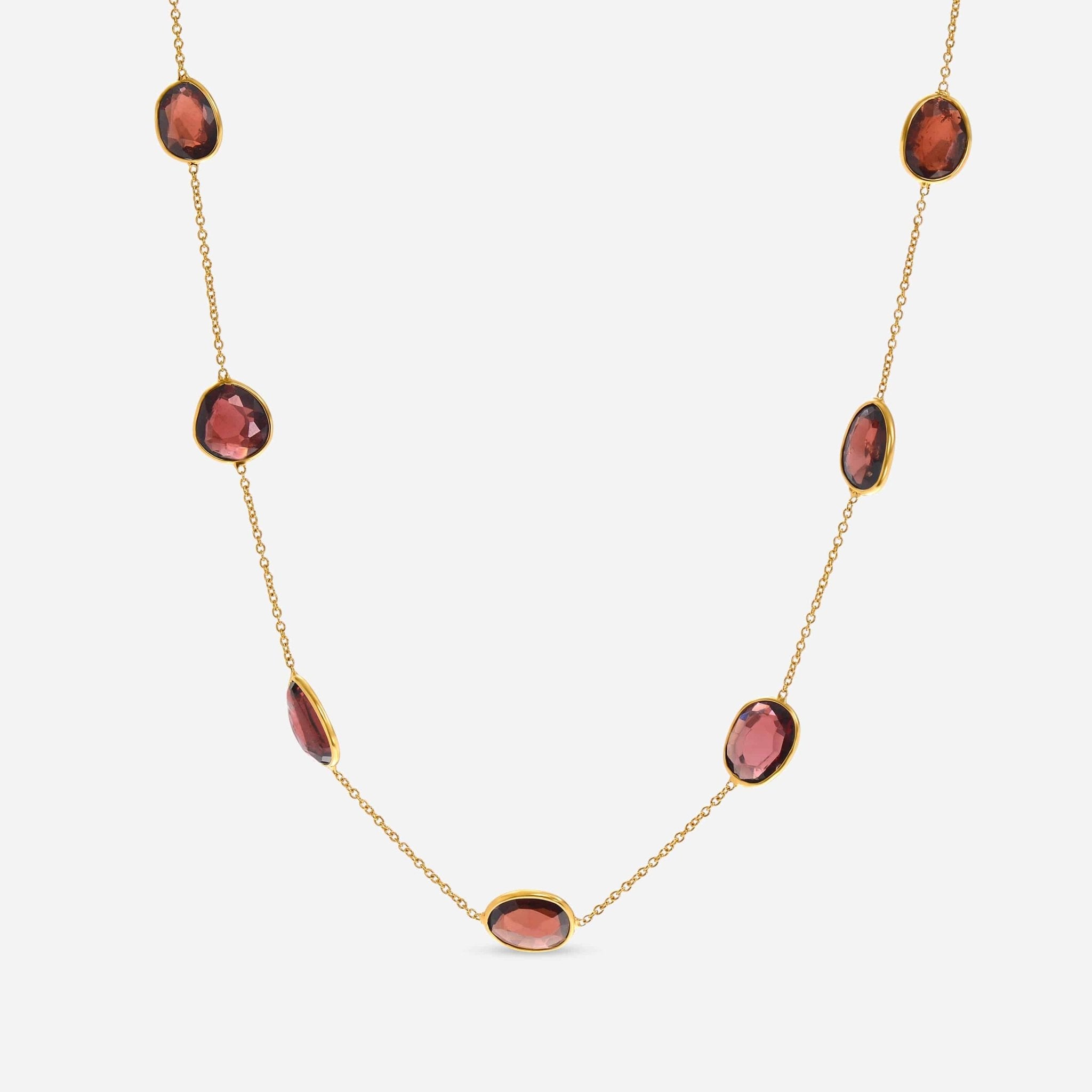 SuperOro 18K Yellow Gold, Garnet Princess Necklace 60640 - THE SOLIST - SuperOro