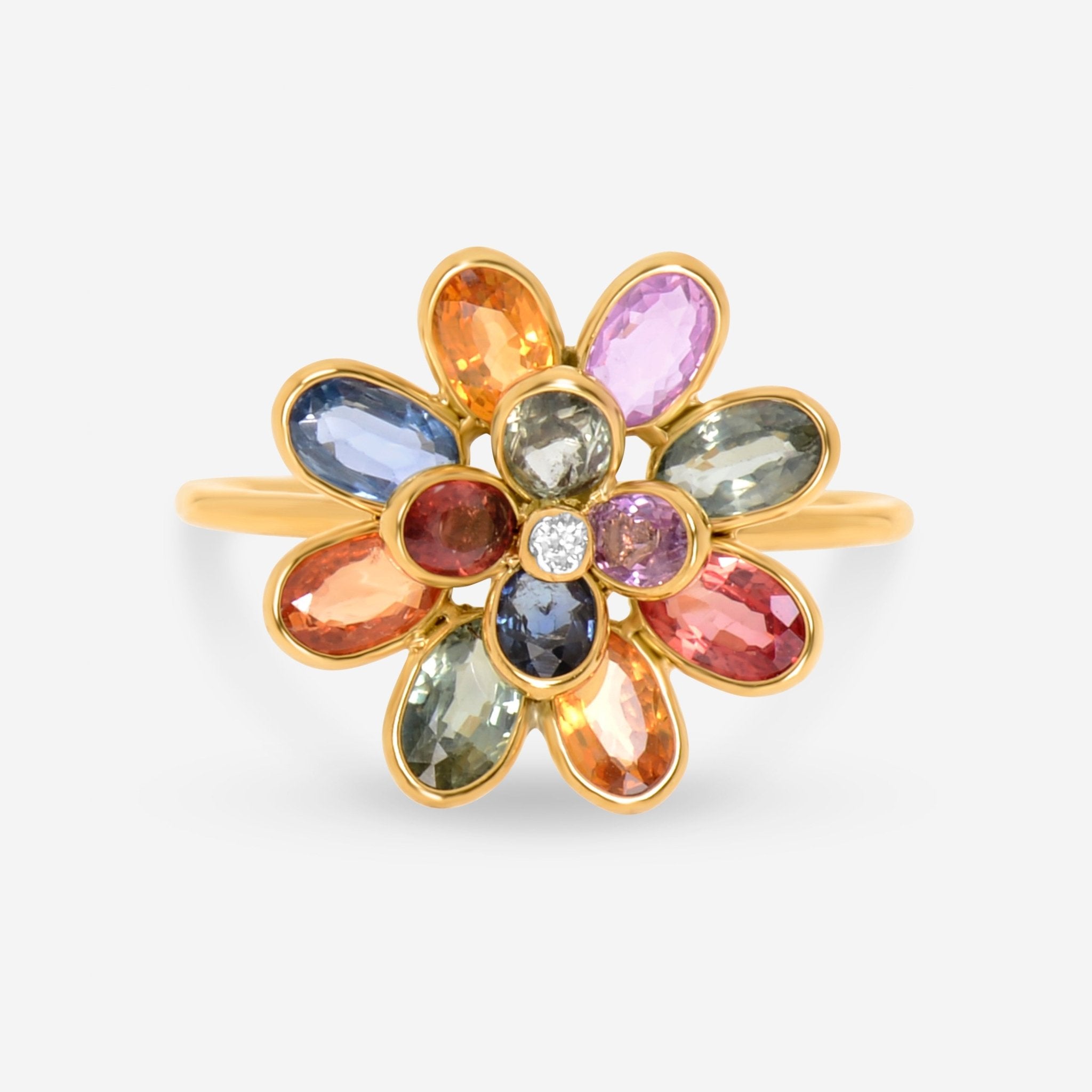 SuperOro 18K Yellow Gold, Multi Sapphire 2.25ct. tw. and Diamond Gemstone Ring 64698 - THE SOLIST - SuperOro