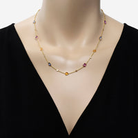 SuperOro 18K Yellow Gold, Multi Sapphire 3.00ct. tw. and Diamond Princess Necklace 63777 - THE SOLIST - SuperOro