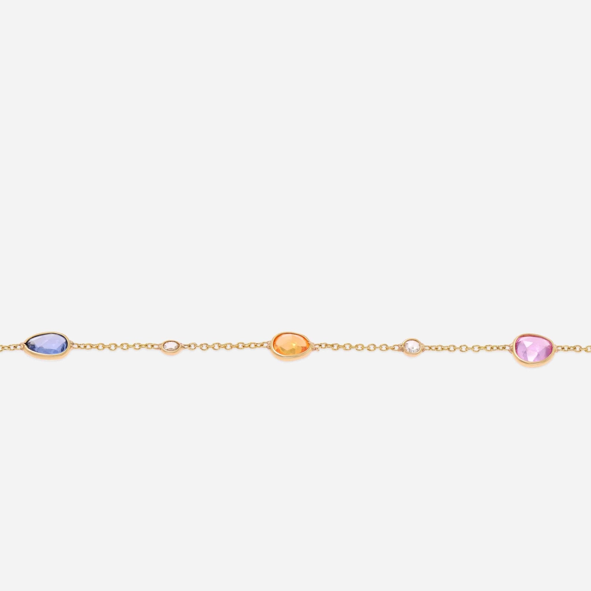 SuperOro 18K Yellow Gold, Multi Sapphire 3.00ct. tw. and Diamond Princess Necklace 63777 - THE SOLIST - SuperOro