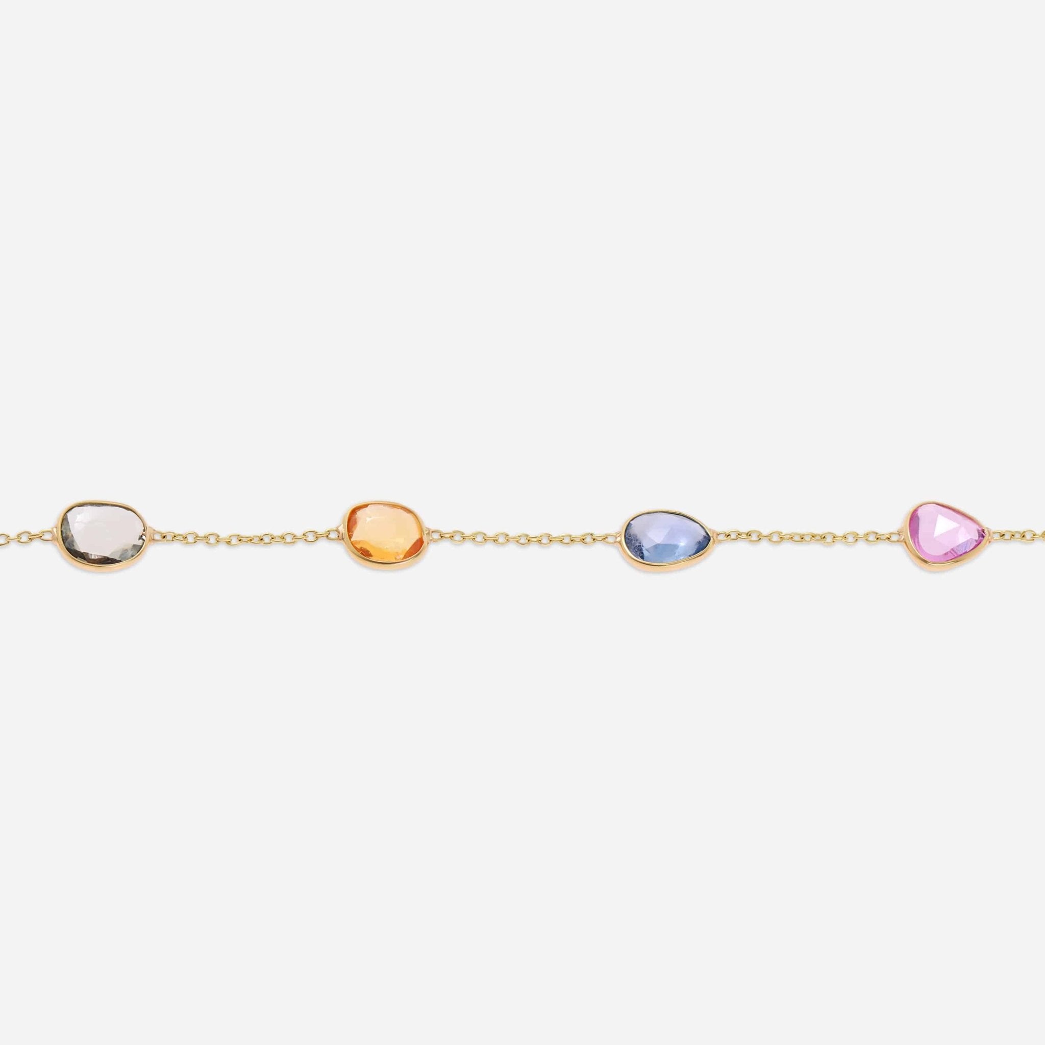 SuperOro 18K Yellow Gold, Multi Sapphire 4.50ct. tw. Princess Necklace 63774 - THE SOLIST - SuperOro