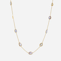 SuperOro 18K Yellow Gold, Multi Sapphire 4.50ct. tw. Princess Necklace - THE SOLIST - SuperOro