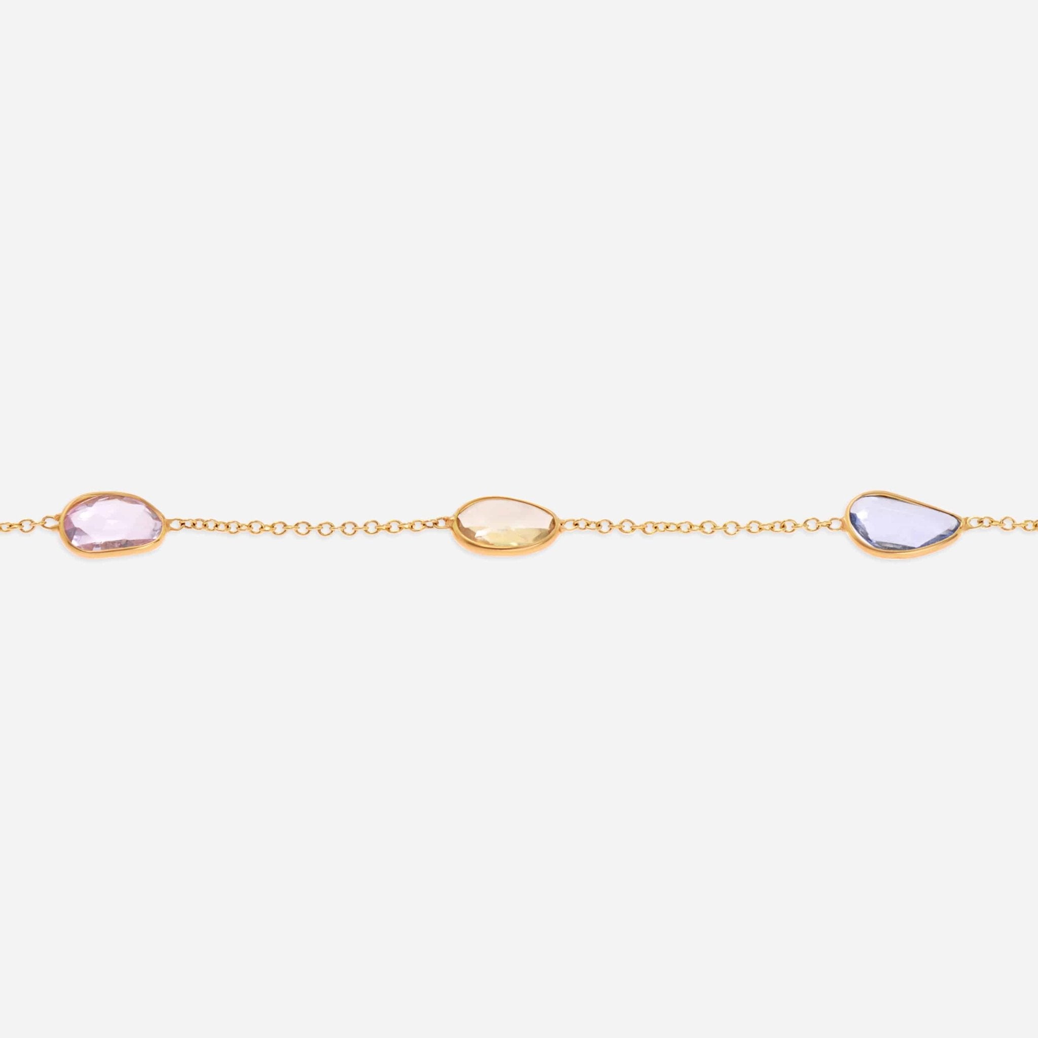 SuperOro 18K Yellow Gold, Multi Sapphire 4.50ct. tw. Princess Necklace - THE SOLIST - SuperOro