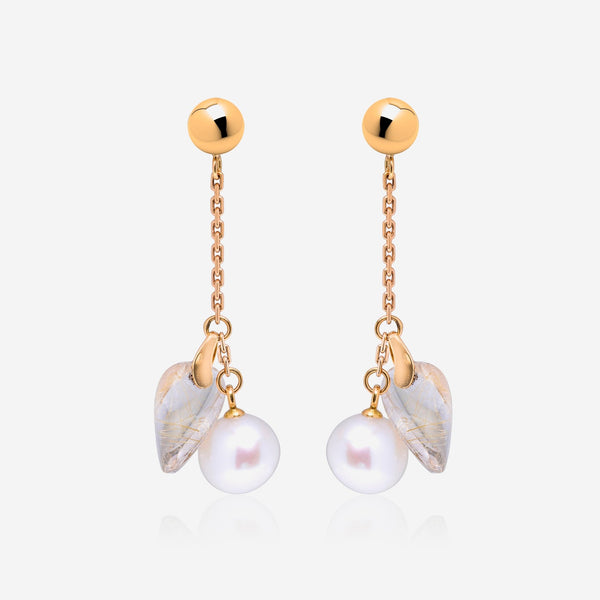 SuperOro 18K Yellow Gold, Pearl and Faceted Quartz Drop Earrings - THE SOLIST - SuperOro