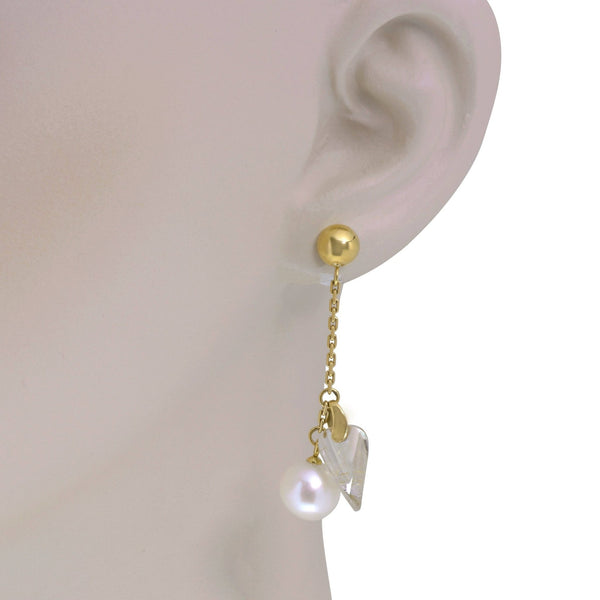 SuperOro 18K Yellow Gold, Pearl and Faceted Quartz Drop Earrings - THE SOLIST - SuperOro