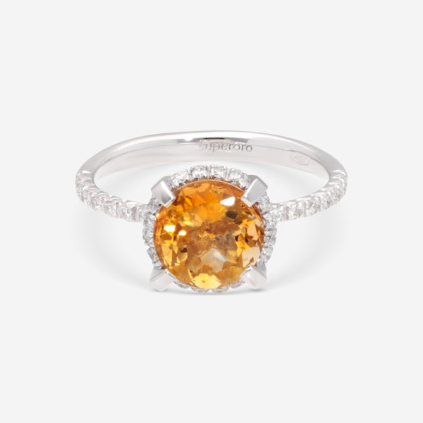 SuperOro Aida 18K White Gold Diamond & Citrine Statement Ring AIDA/A001orange - THE SOLIST - SuperOro