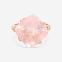 SuperOro Artu 18K Rose Gold Diamond & Rose Quartz Statement Ring ARTU/A004 - THE SOLIST - SuperOro