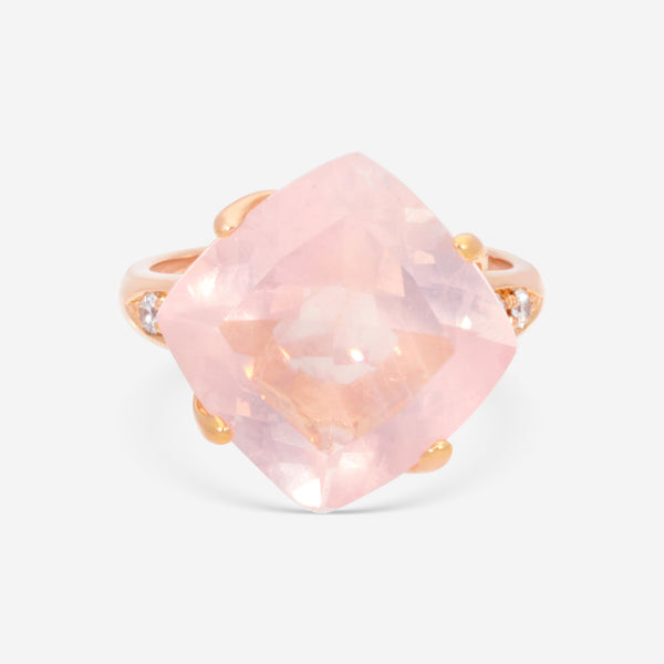 SuperOro Artu 18K Rose Gold Diamond & Rose Quartz Statement Ring ARTU/A004 - THE SOLIST - SuperOro