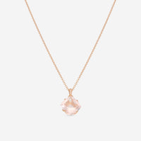 SuperOro Artu 18K Rose Gold Rose Quartz & Diamond Pendant Necklace ARTU/P004 - C - THE SOLIST - SuperOro