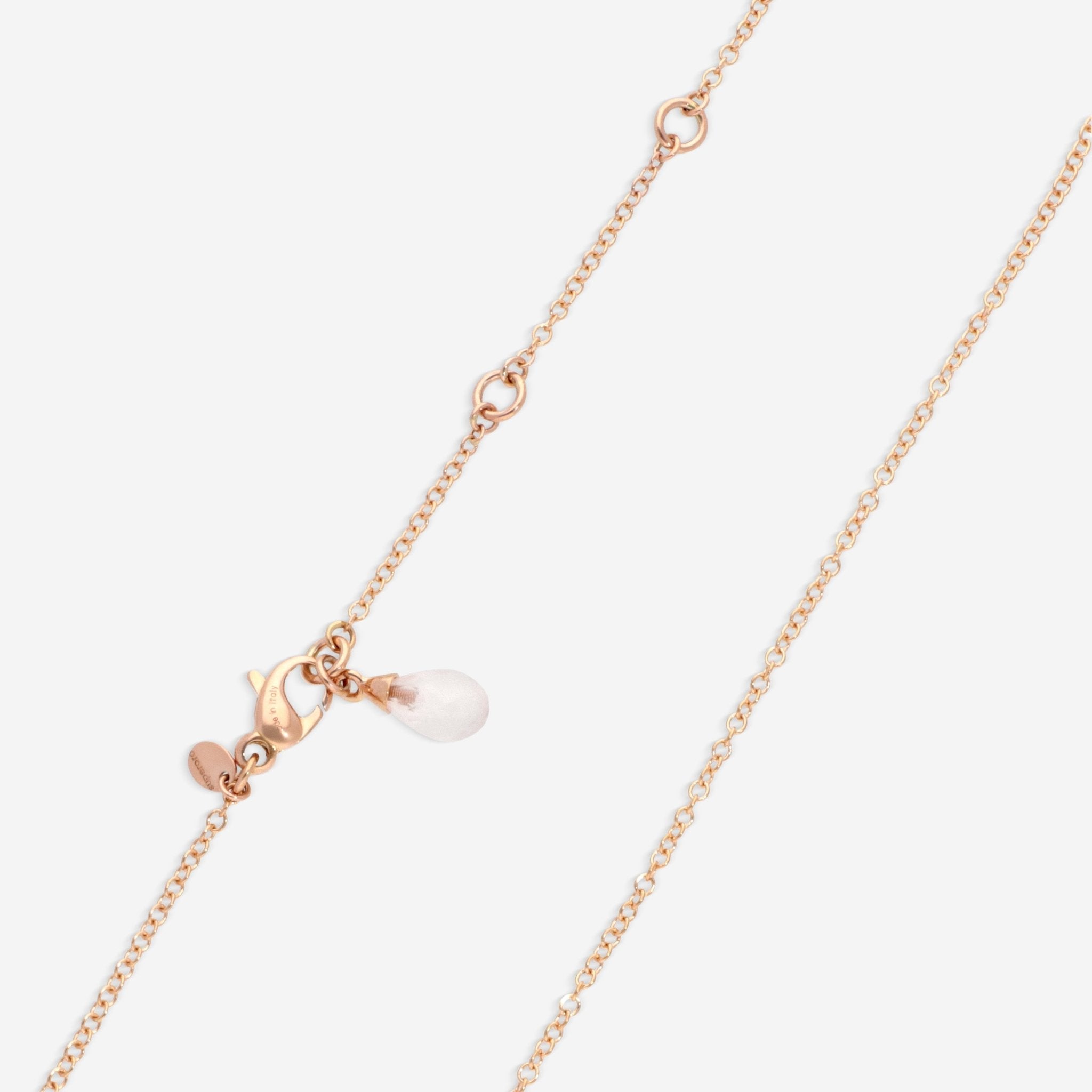 SuperOro Artu 18K Rose Gold Rose Quartz & Diamond Pendant Necklace ARTU/P004 - C - THE SOLIST - SuperOro