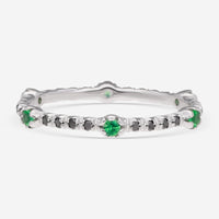 SuperOro Bam 18K White Gold Black Diamond & Emerald Band Ring BAM/A01NS - THE SOLIST - SuperOro