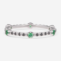 SuperOro Bam 18K White Gold Black Diamond & Emerald Band Ring BAM/A01NS - THE SOLIST - SuperOro