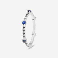 SuperOro Bam 18K White Gold Black Diamond & Sapphire Band Ring BAM/A01NZ - THE SOLIST - SuperOro