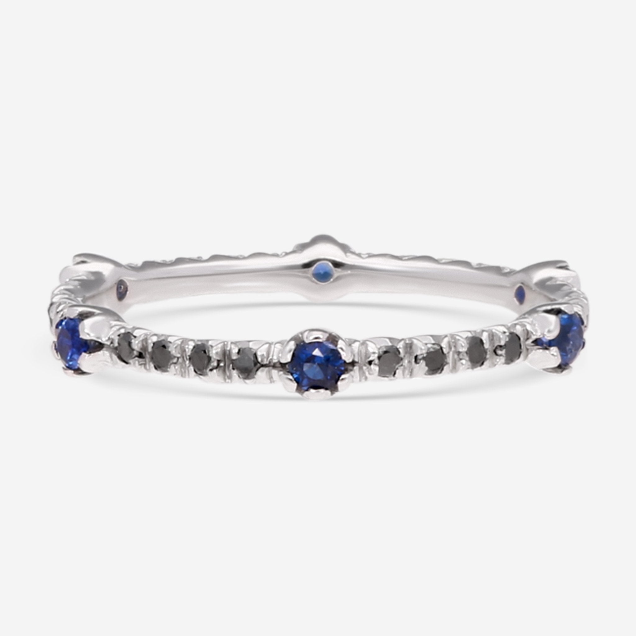 Bama Rings SuperOro Bam 18K White Gold Black Diamond & Sapphire Band Ring BAM ...