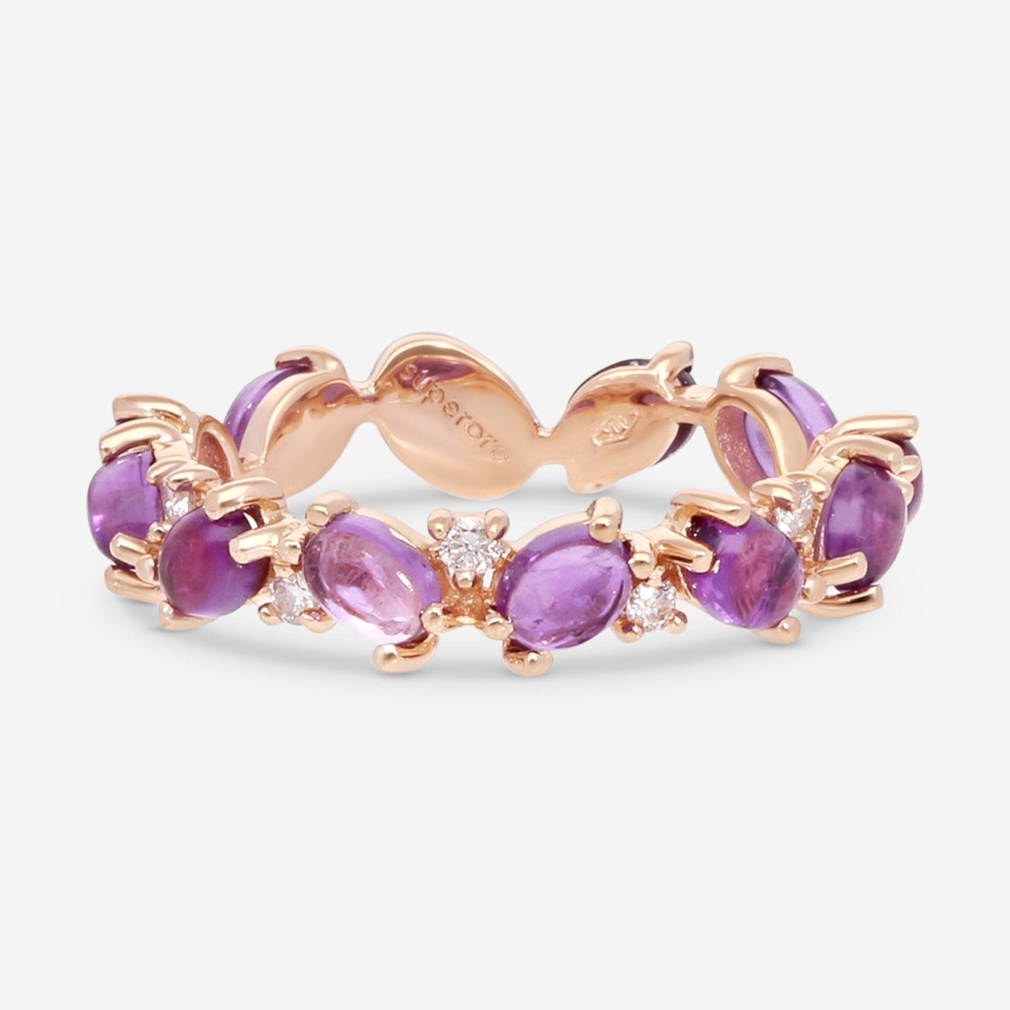 SuperOro Capri 18K Rose Gold Diamond & Amethyst Ring Sz. 7 CAPRI/A034 - THE SOLIST - SuperOro