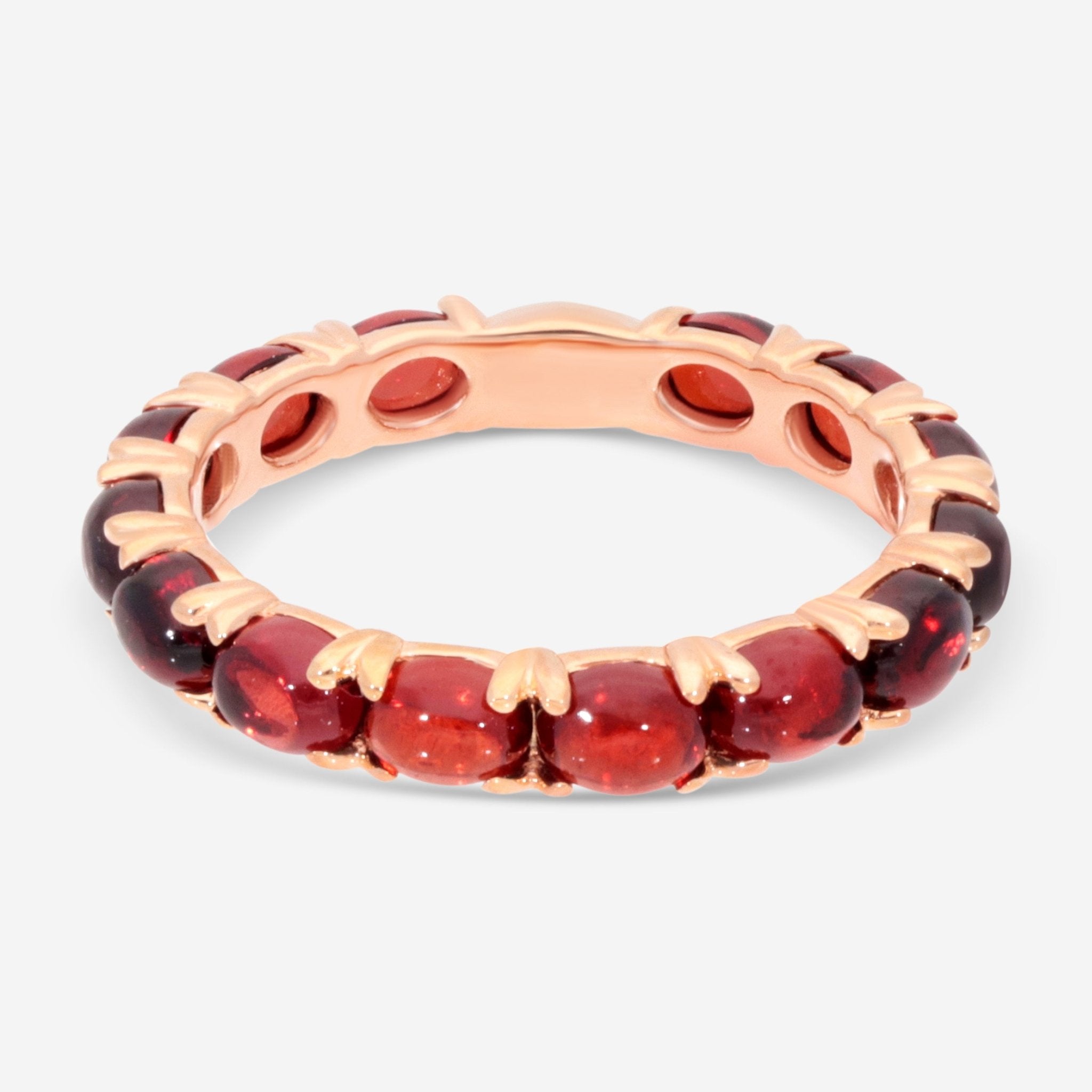 SuperOro Capri 18K Rose Gold Red Rhodolite Garnet Band Ring CAPRI/A011 - THE SOLIST - SuperOro