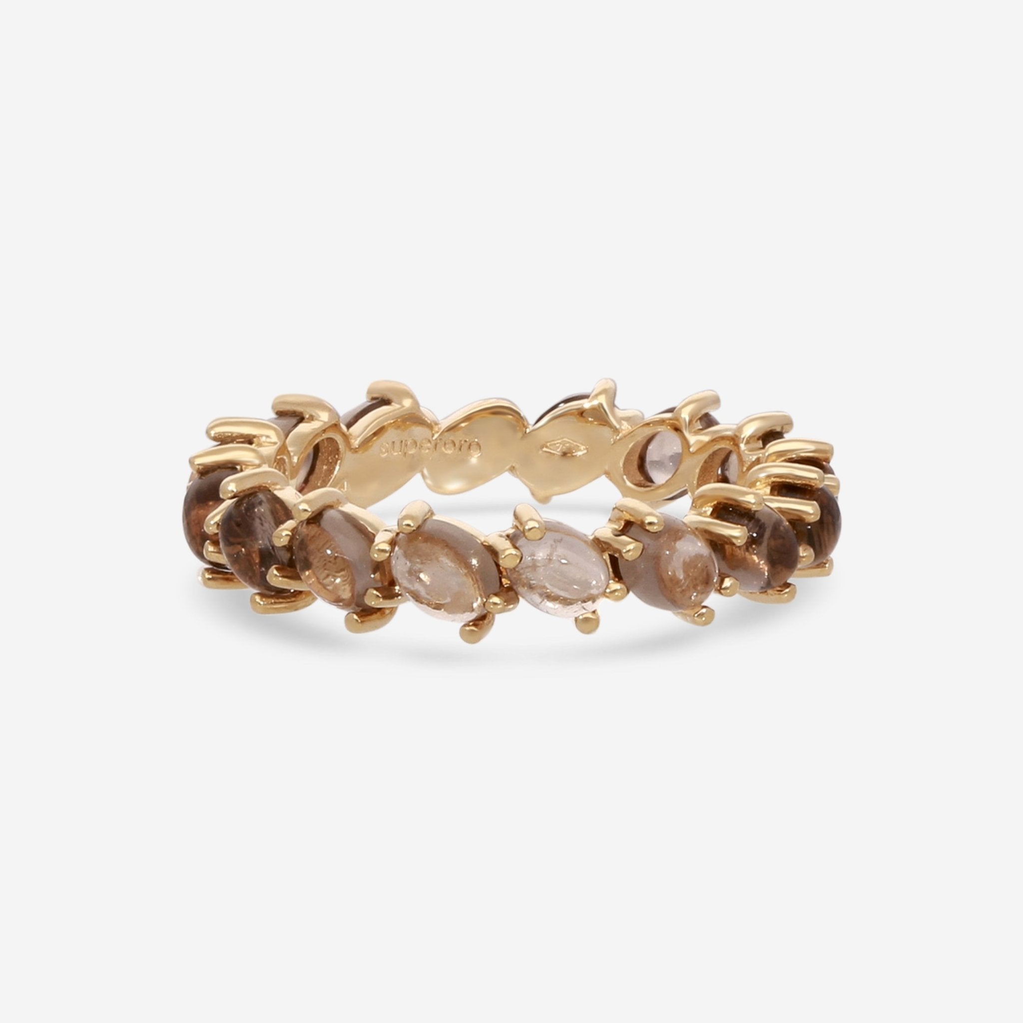 SuperOro Capri 18K Rose Gold Smoky Quartz Band Ring CAPRI/A033 - THE SOLIST - SuperOro