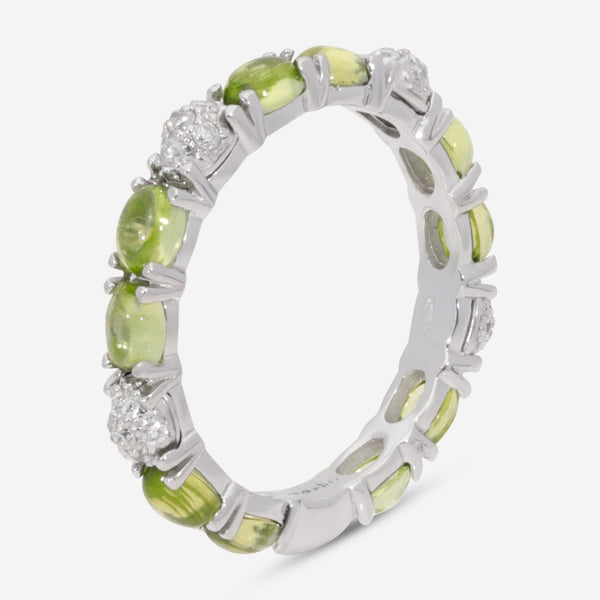 SuperOro Capri 18K White Gold Diamond & Peridot Band Ring CAPRI/A020a - THE SOLIST - SuperOro