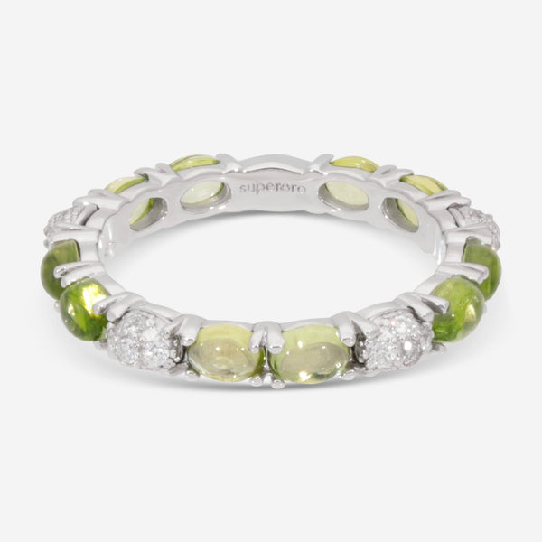 SuperOro Capri 18K White Gold Diamond & Peridot Band Ring CAPRI/A020a - THE SOLIST - SuperOro