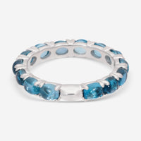 SuperOro Capri 18K White Gold London Blue Topaz Band Ring CAPRI/A011 - THE SOLIST - SuperOro