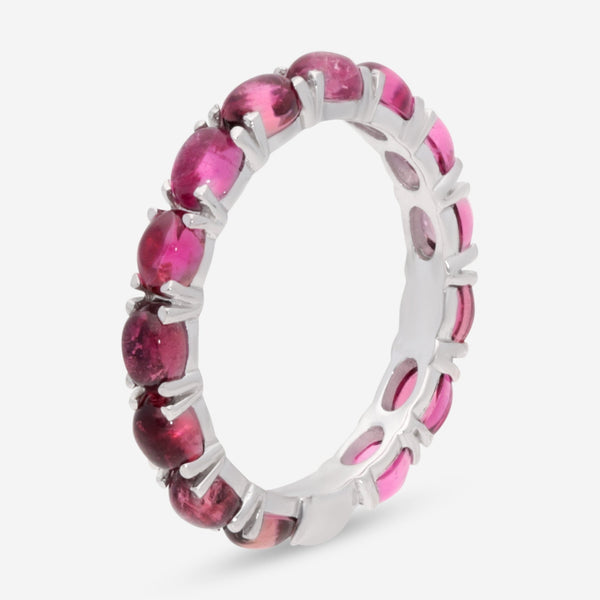 SuperOro Capri 18K White Gold Pink Tourmaline Band Ring CAPRI/A011 - THE SOLIST - SuperOro