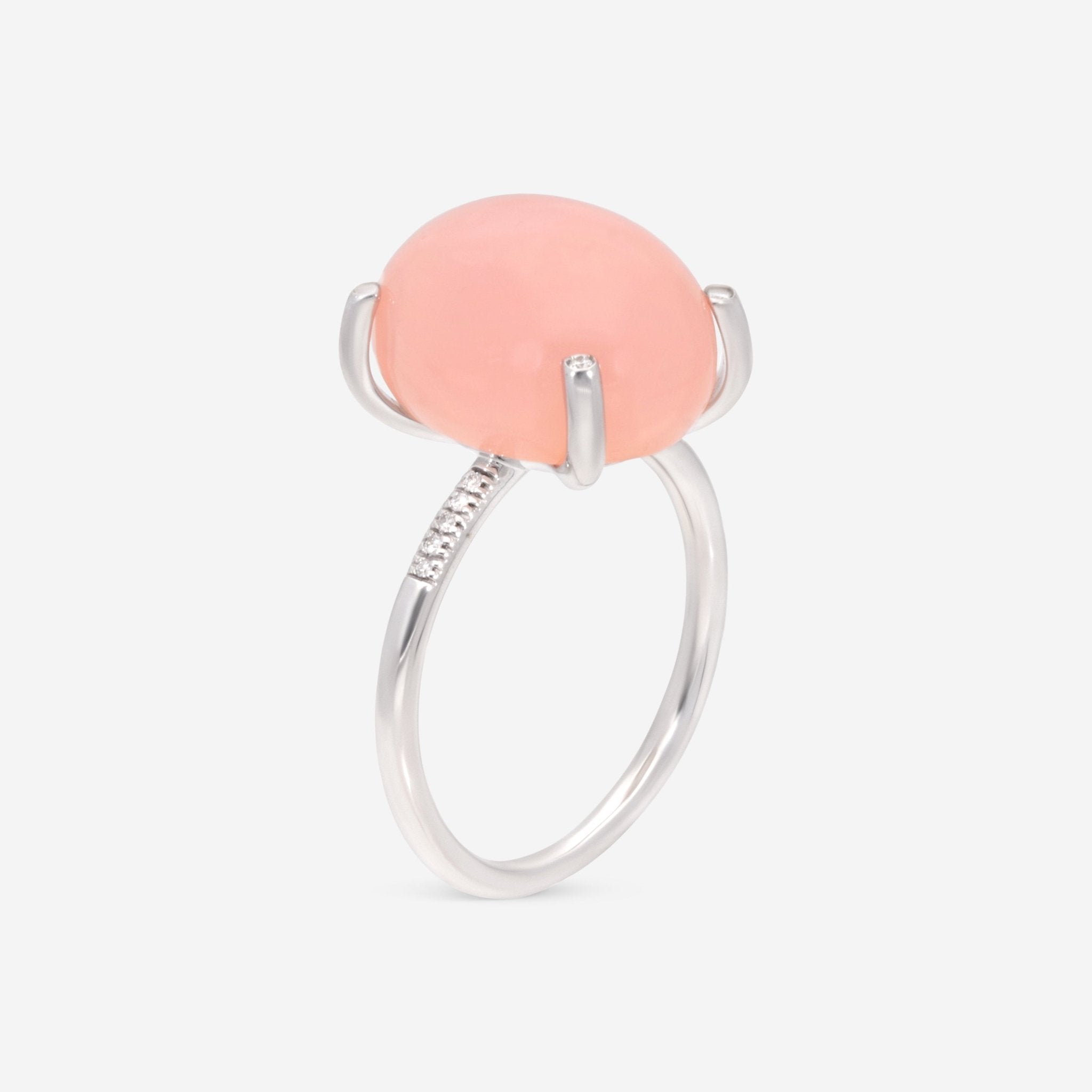 SuperOro Dalia 18K White Gold Diamond & Rose Chalcedony Statement Ring DALIA/A012 - THE SOLIST - SuperOro