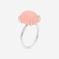 SuperOro Dalia 18K White Gold Diamond & Rose Chalcedony Statement Ring DALIA/A012 - THE SOLIST - SuperOro