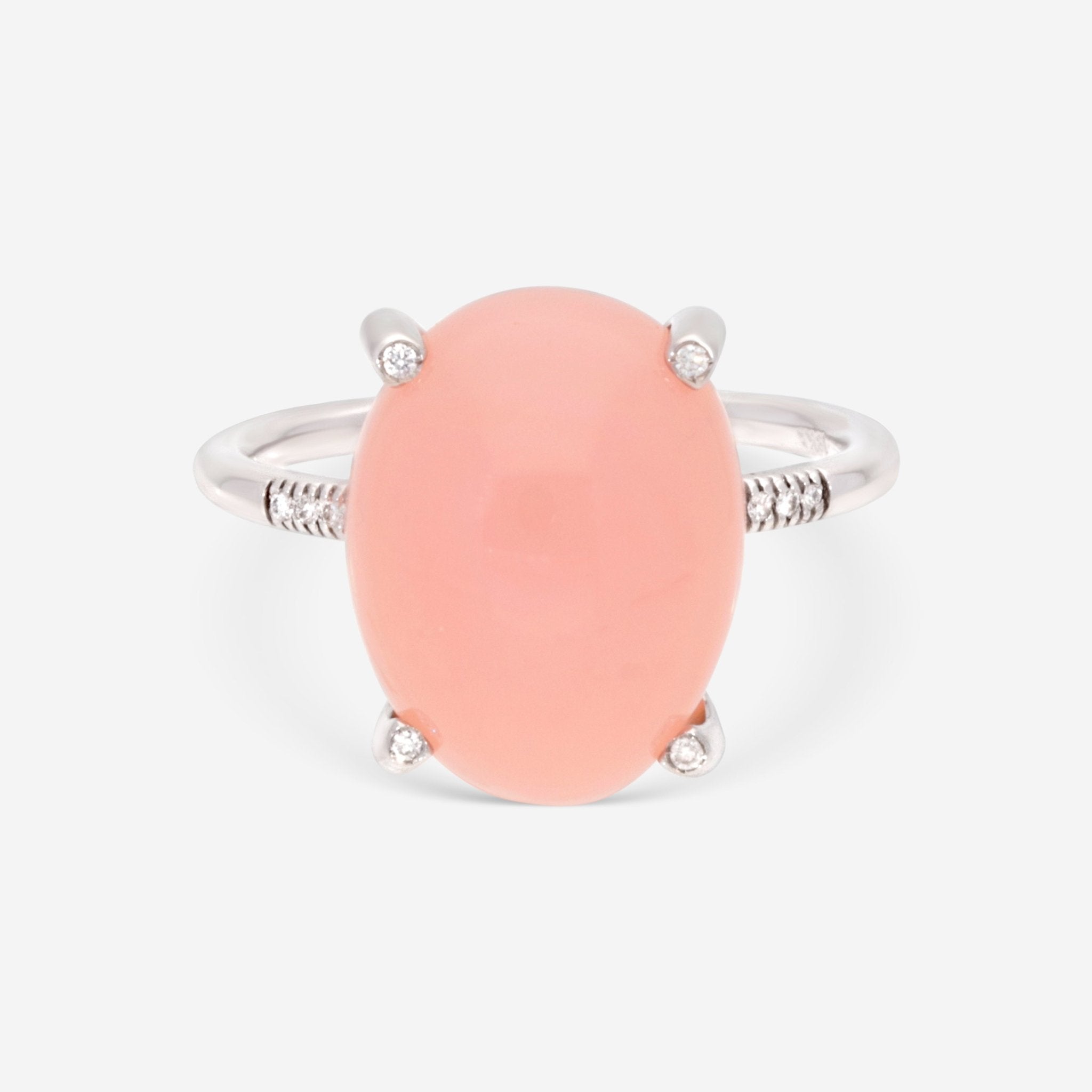 SuperOro Dalia 18K White Gold Diamond & Rose Chalcedony Statement Ring DALIA/A012 - THE SOLIST - SuperOro