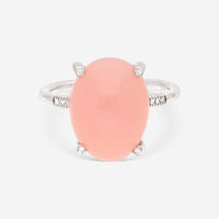 SuperOro Dalia 18K White Gold Diamond & Rose Chalcedony Statement Ring DALIA/A012 - THE SOLIST - SuperOro