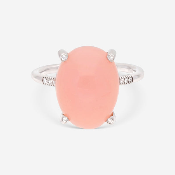 SuperOro Dalia 18K White Gold Diamond & Rose Chalcedony Statement Ring DALIA/A012 - THE SOLIST - SuperOro