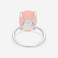 SuperOro Dalia 18K White Gold Diamond & Rose Chalcedony Statement Ring DALIA/A012 - THE SOLIST - SuperOro