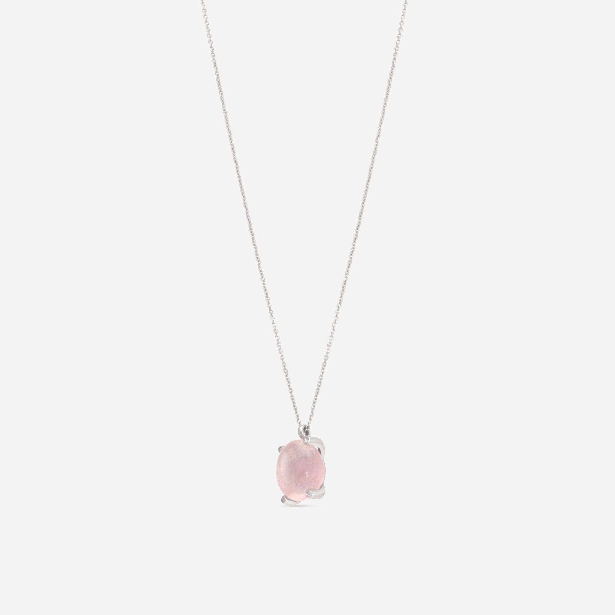 SuperOro Dalia 18K White Gold Diamond & Rose Quartz Pendant DALIA/P016 - THE SOLIST - SuperOro