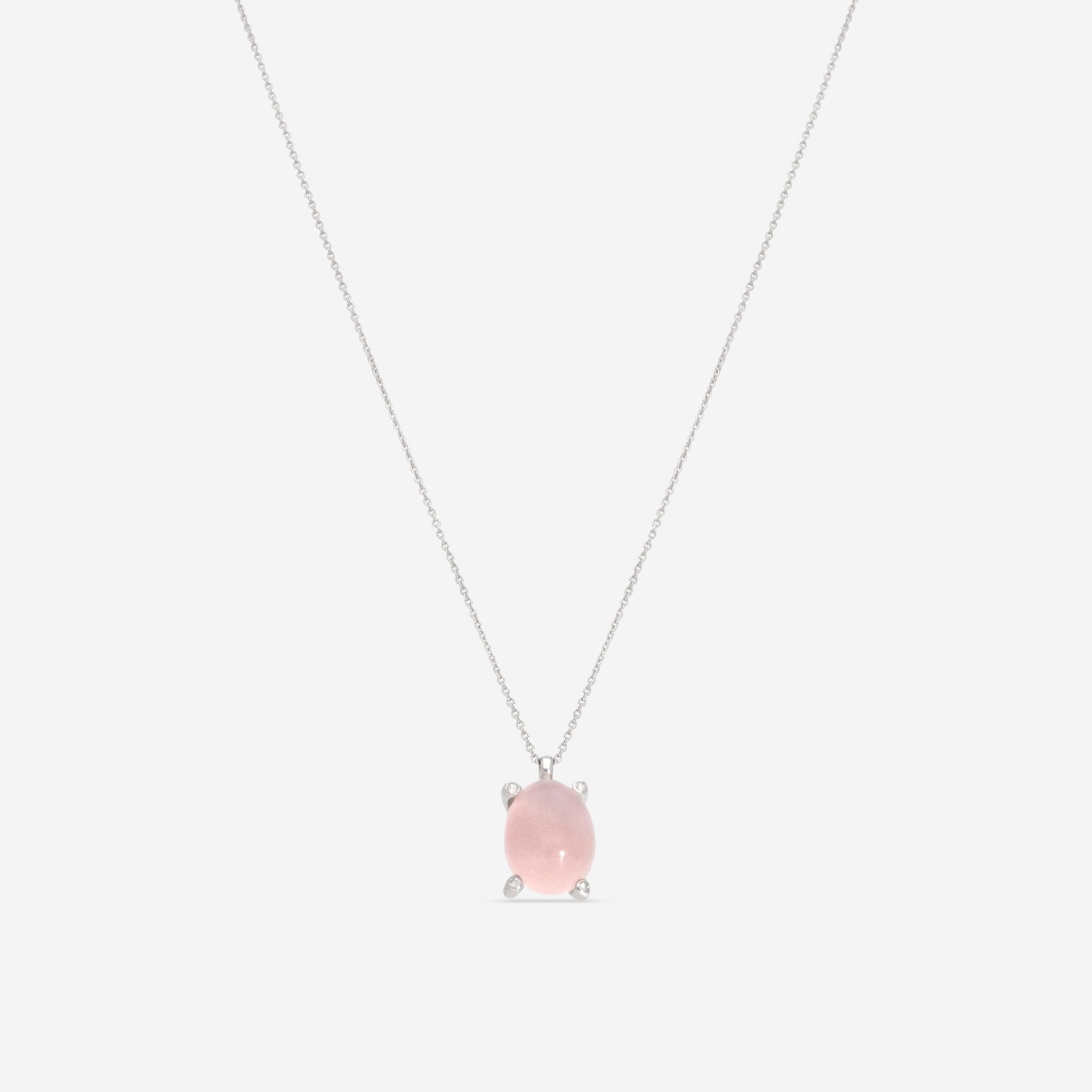 SuperOro Dalia 18K White Gold Diamond & Rose Quartz Pendant DALIA/P016 - THE SOLIST - SuperOro