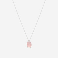 SuperOro Dalia 18K White Gold Diamond & Rose Quartz Pendant DALIA/P016 - THE SOLIST - SuperOro