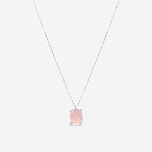 SuperOro Dalia 18K White Gold Diamond & Rose Quartz Pendant DALIA/P016 - THE SOLIST - SuperOro