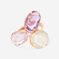 SuperOro Fancy 18K Rose Gold Diamond & Multistone Cocktail Ring FANCY/A106 - THE SOLIST - SuperOro