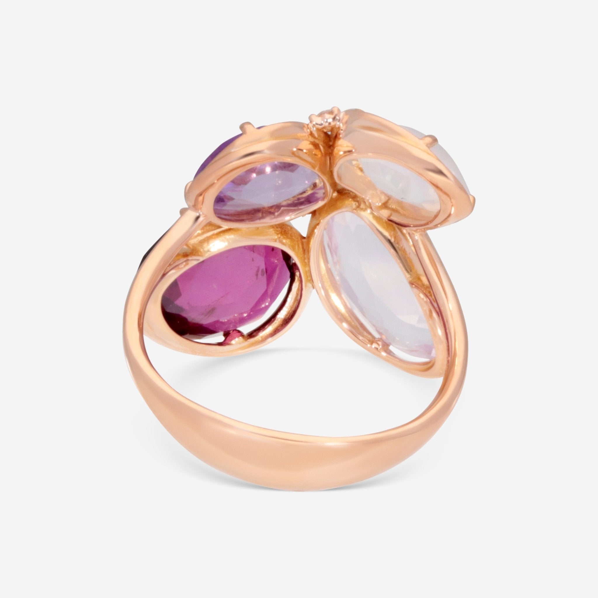 SuperOro Fancy 18K Rose Gold Diamond & Multistone Cocktail Ring FANCY/A107 - THE SOLIST - SuperOro