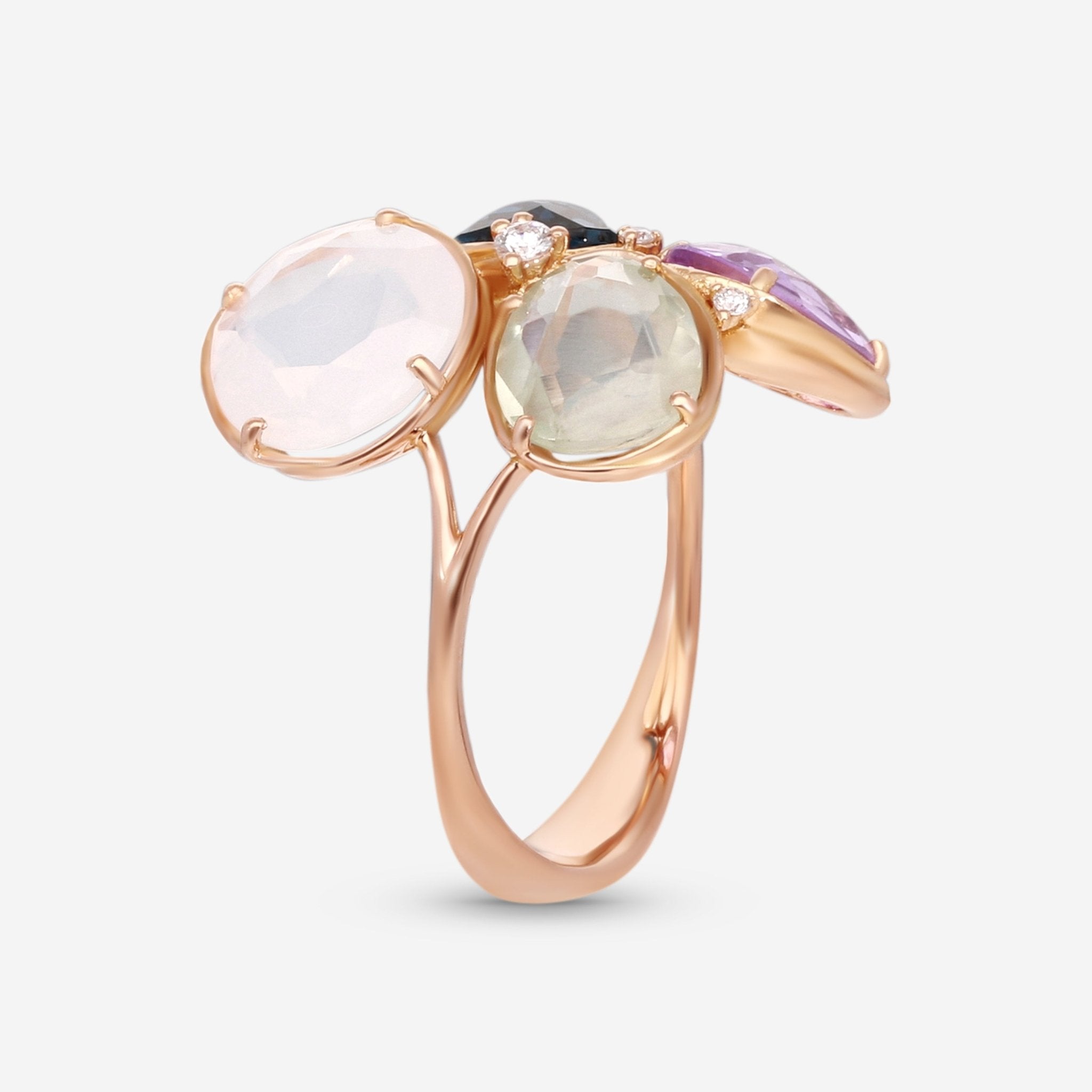 SuperOro Fancy 18K Rose Gold Diamond & Multistone Ring Sz. 7 FANCY/A107 - THE SOLIST - SuperOro