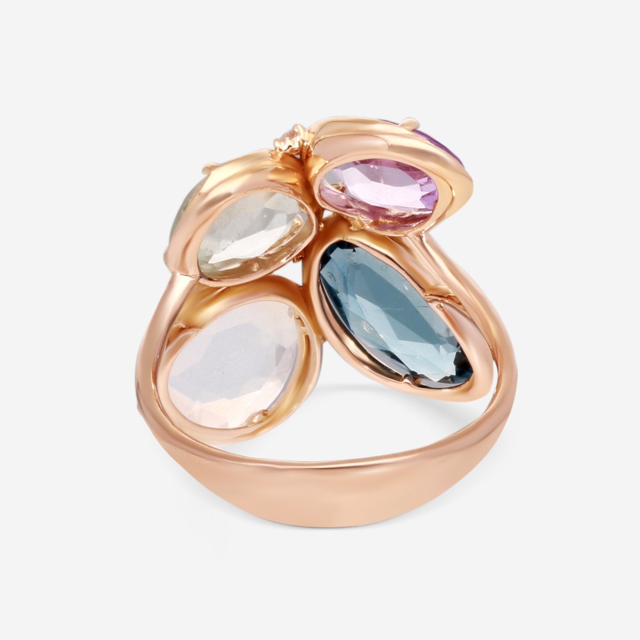 SuperOro Fancy 18K Rose Gold Diamond & Multistone Ring Sz. 7 FANCY/A107 - THE SOLIST - SuperOro