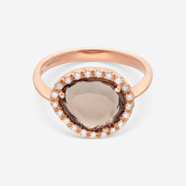 SuperOro Greta 18K Rose Gold Diamond & Smoky Quartz Statement Ring GRETA/A001 - THE SOLIST - SuperOro