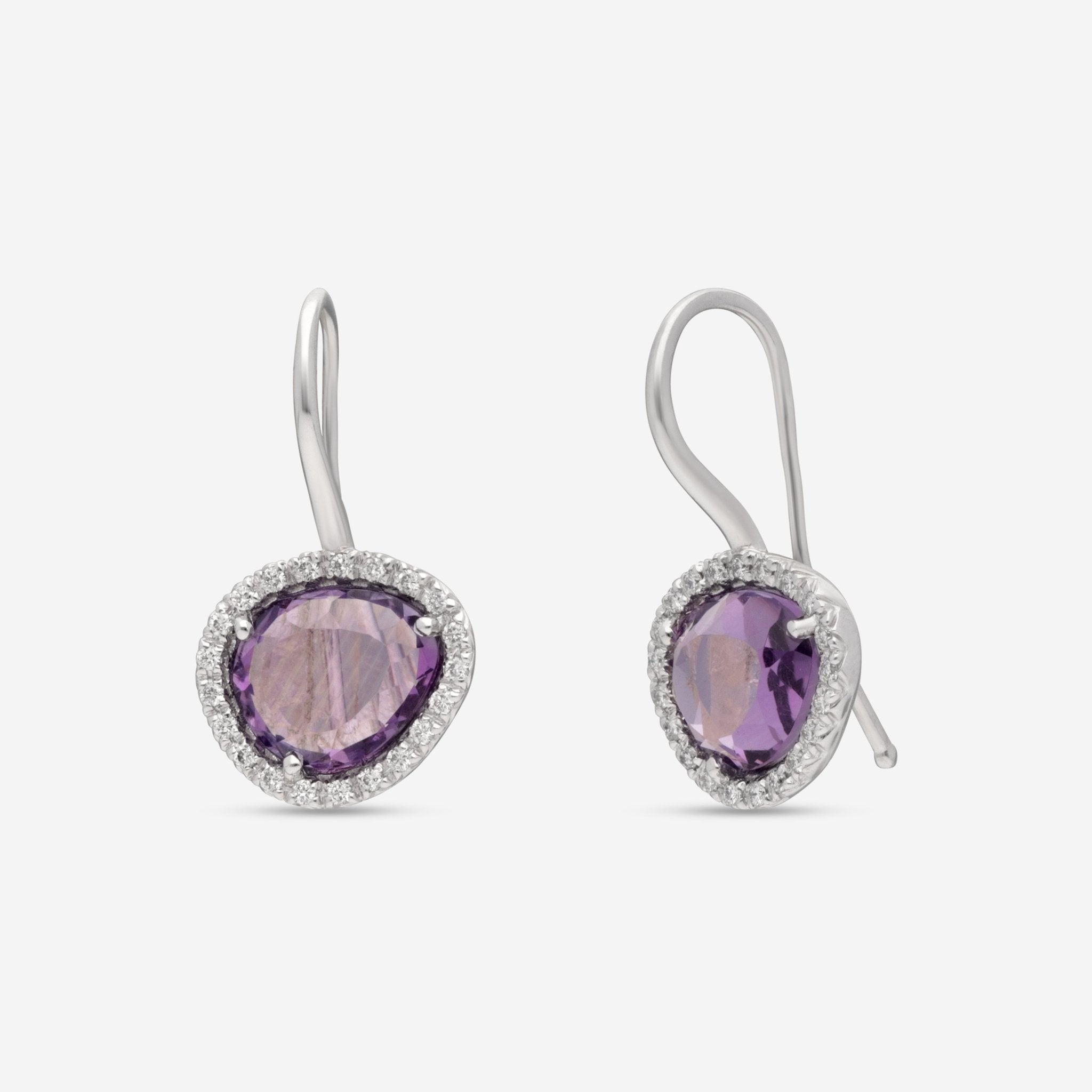 SuperOro Greta 18K White Gold Diamond & Dark Amethyst Drop Earrings GRETA/O001 - THE SOLIST - SuperOro