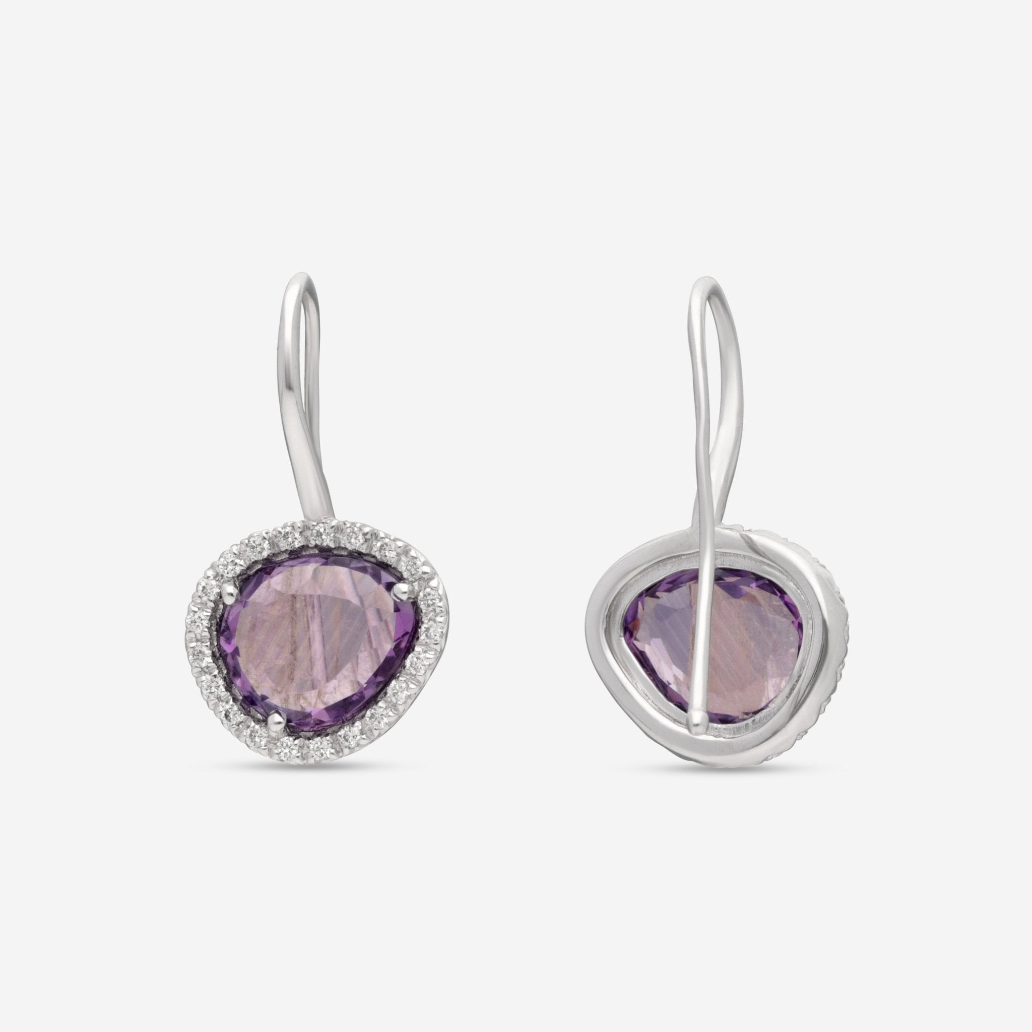 SuperOro Greta 18K White Gold Diamond & Dark Amethyst Drop Earrings GRETA/O001 - THE SOLIST - SuperOro