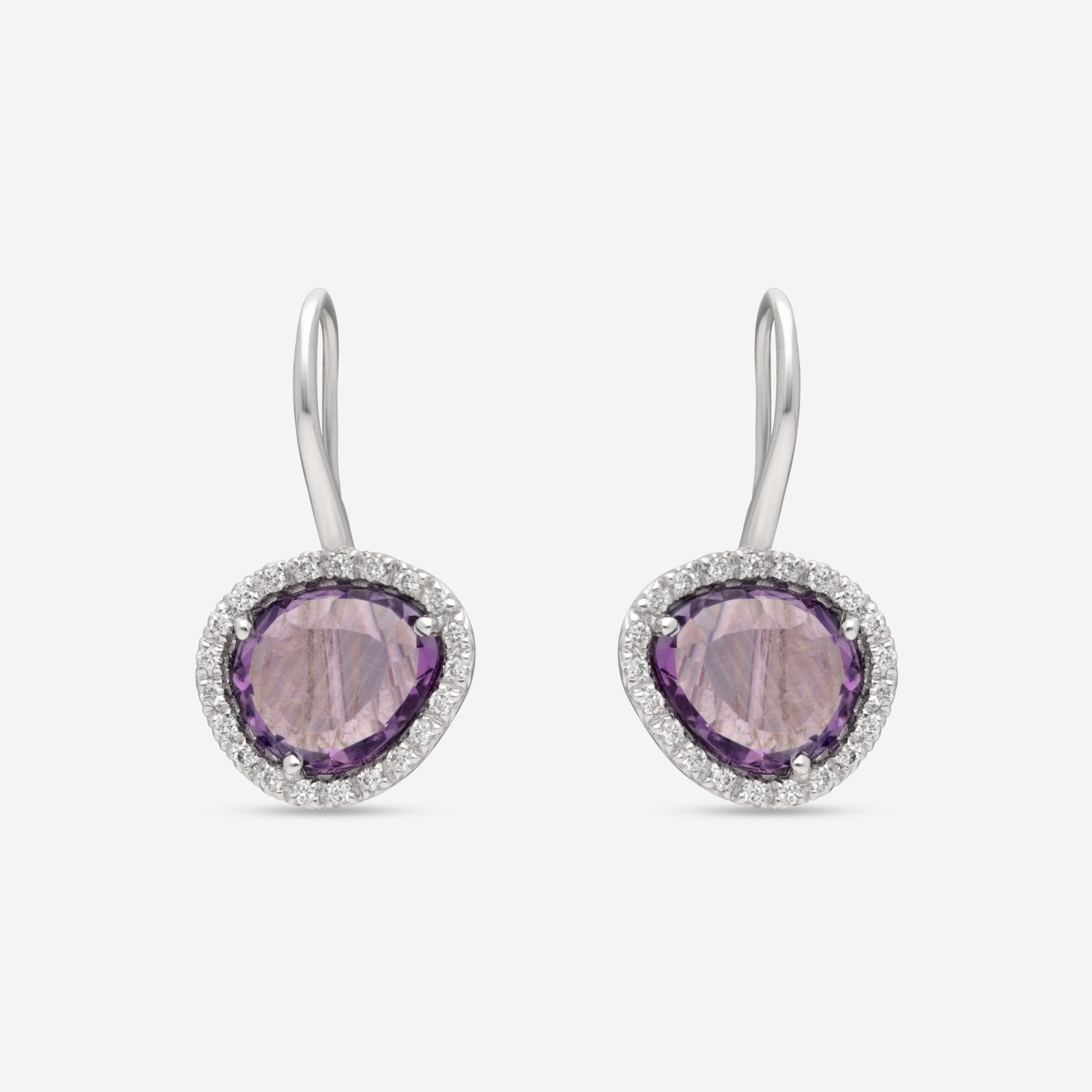 SuperOro Greta 18K White Gold Diamond & Dark Amethyst Drop Earrings GRETA/O001 - THE SOLIST - SuperOro