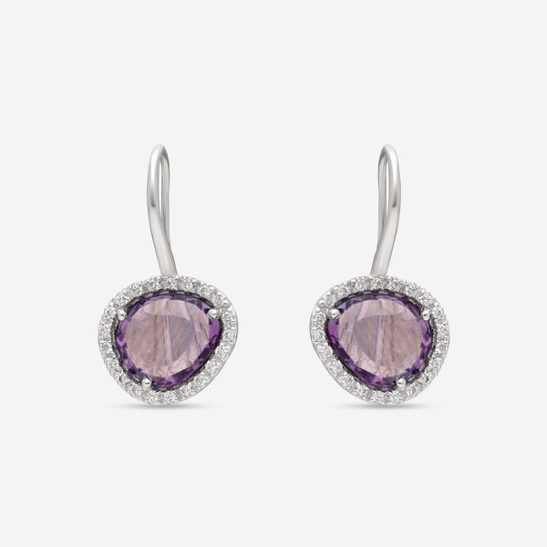 SuperOro Greta 18K White Gold Diamond & Dark Amethyst Drop Earrings GRETA/O001 - THE SOLIST - SuperOro