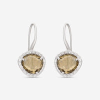 SuperOro Greta 18K White Gold Diamond & Olive Quartz Drop Earrings GRETA/O001 - THE SOLIST - SuperOro