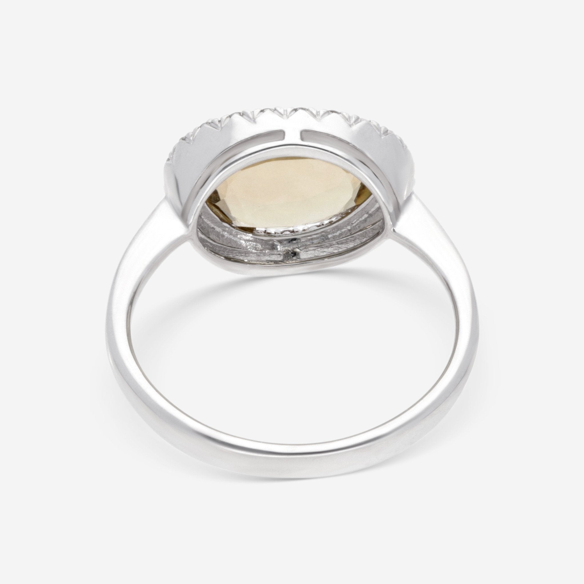 SuperOro Greta 18K White Gold Diamond & Olive Quartz Statement Ring GRETA/A001a - THE SOLIST - SuperOro