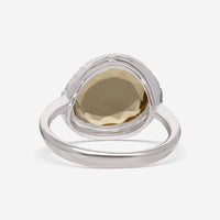 SuperOro Greta 18K White Gold Diamond & Olive Quartz Statement Ring GRETA/A002 - THE SOLIST - SuperOro