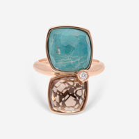 SuperOro Ice 18K Rose Gold Diamond & Multistone Cocktail Ring ICE/A025_blue - THE SOLIST - SuperOro