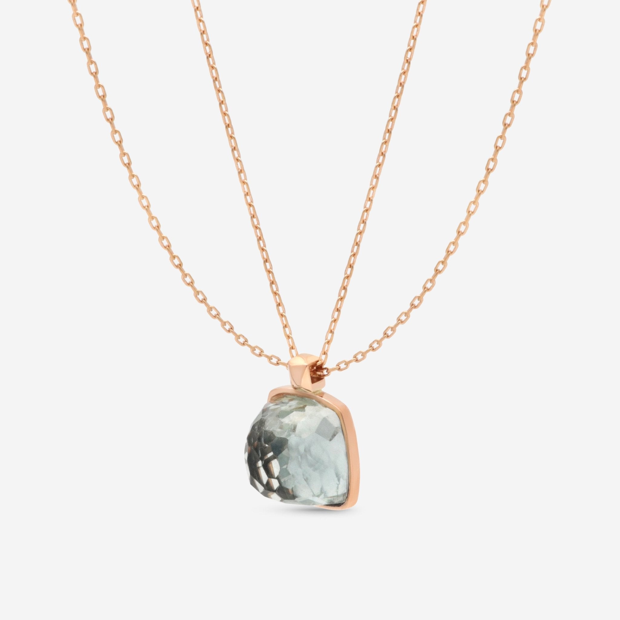 SuperOro Ice 18K Rose Gold Prasiolite Pendant Necklace ICE/C012 - THE SOLIST - SuperOro